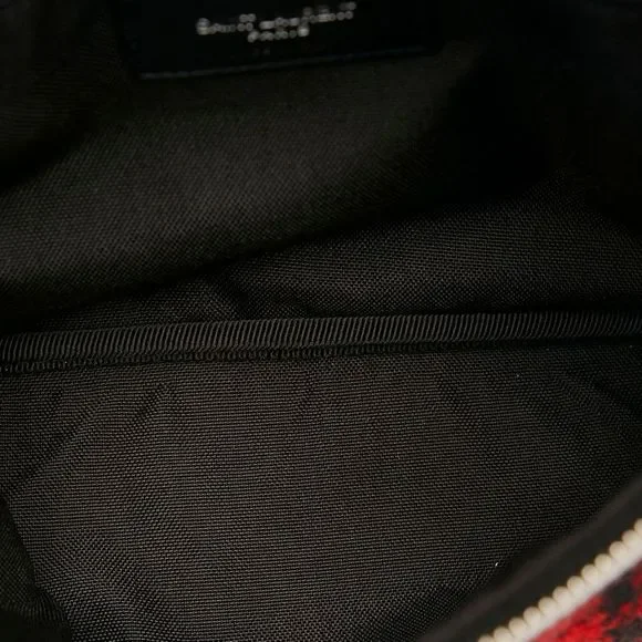 Saint Laurent Tartan Check Waist Bag Body Bag Red Black Wool Leather - Picture 5 of 8